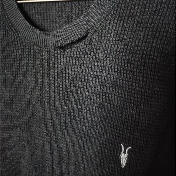 All Saints Rias Sweater Black Distressed Designer Street Edgy Academia Grunge - Picture 3 of 7